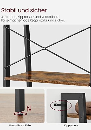 VASAGLE stigereol, m. 5 hylder - brun spnplade og sort stl