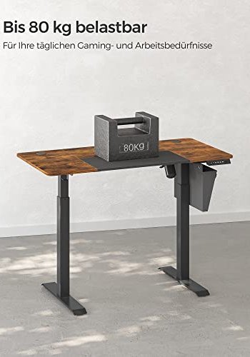 SONGMICS Hve snkebord, 4 hjder, m. stoflomme - rustik brun/sort spnplade og stl (120x60)