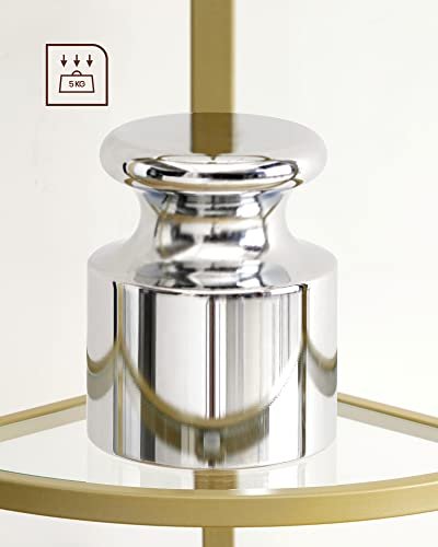 VASAGLE hjrnereol, m. 5 hylder - hrdet glas og guld stl