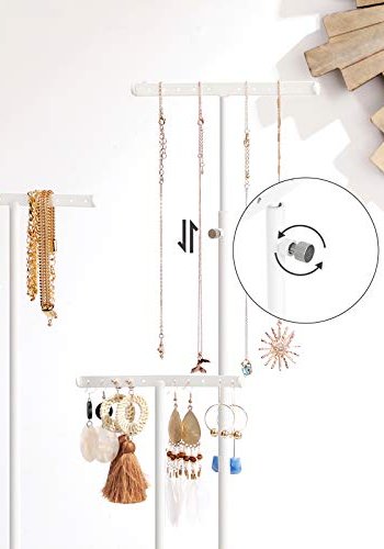 SONGMICS smykkestativ - hvid jern og natur tr