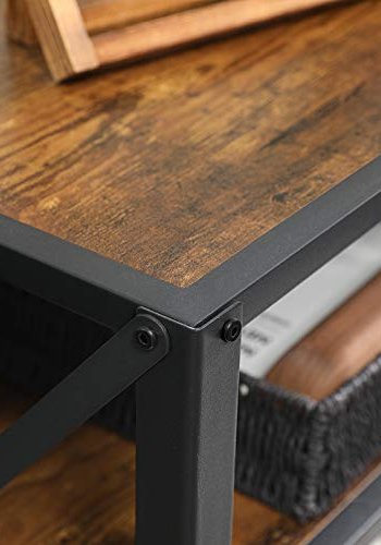 VASAGLE TV-bord, m. 2 hylder - rustik brun spnplade og sort stl (140x39,2)