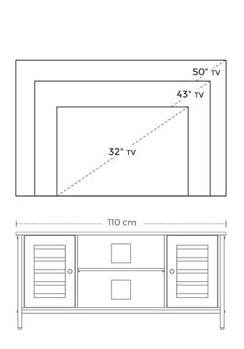 VASAGLE TV-bord, m. 2 lamellger og 1 hylde - rustik brun spnplade og sort stl (110x40)