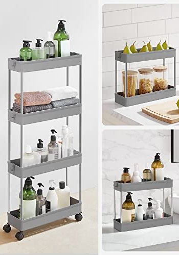 SONGMICS smal rullevogn, m. 4 hylder og hjul - gr polypropylen og stl