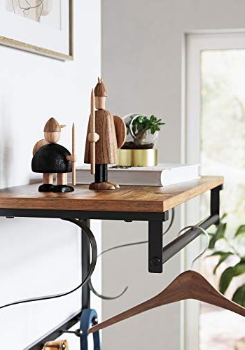 VASAGLE hattehylde, m. 5 knager og 1 bjlestang - brun spnplade og sort stl