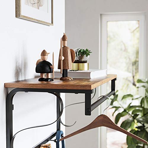 VASAGLE hattehylde, m. 5 knager og 1 bjlestang - brun spnplade og sort stl