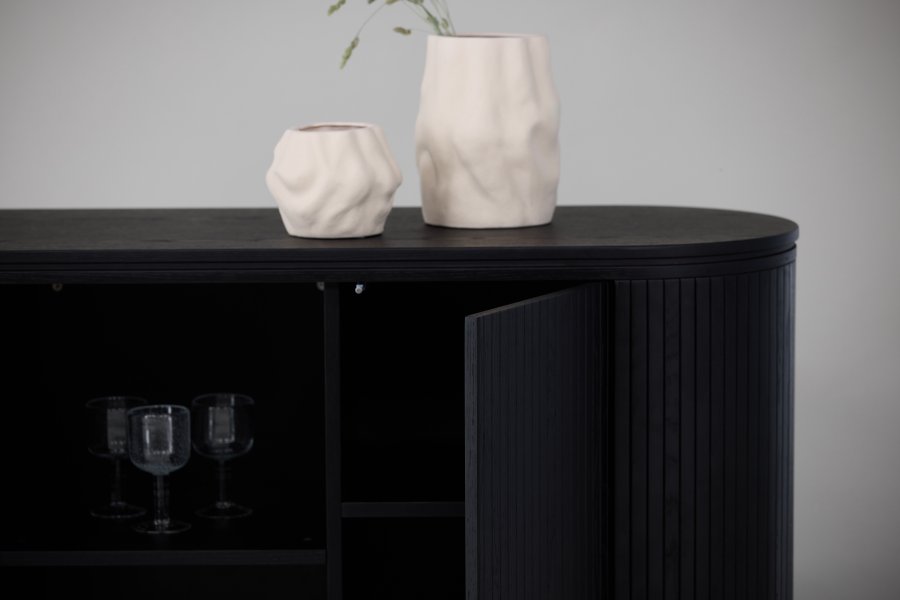 VIND COLLECTION Fjällbacka sknk, m. 2 lger og hylder - sort egefinér/MDF (160x48)