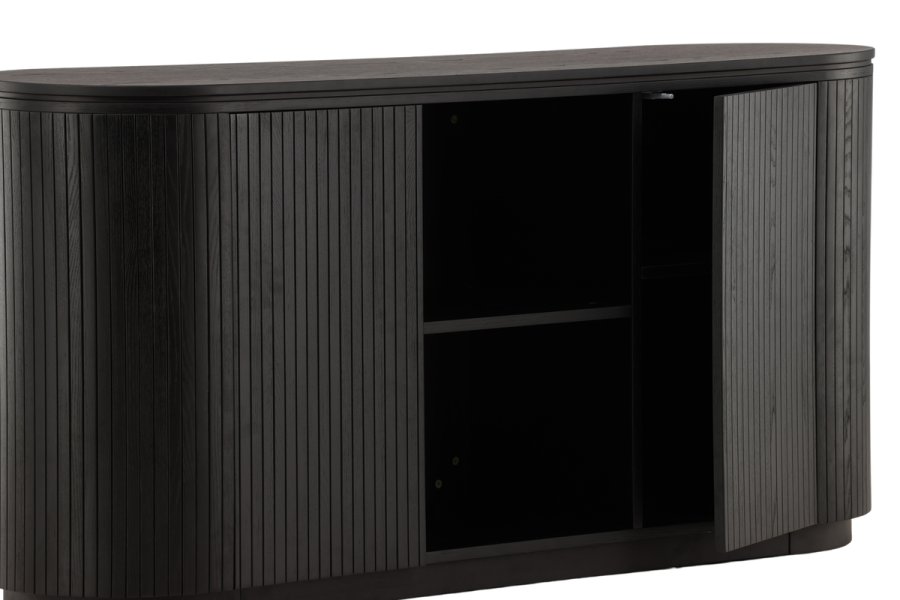 VIND COLLECTION Fjällbacka sknk, m. 2 lger og hylder - sort egefinér/MDF (160x48)