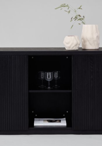 VIND COLLECTION Fjällbacka sknk, m. 2 lger og hylder - sort egefinér/MDF (160x48)