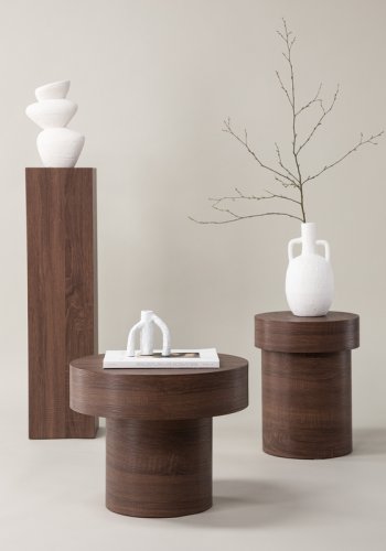 VIND COLLECTION Malung sidebord, rund - mrkebrun papir laminat (50)