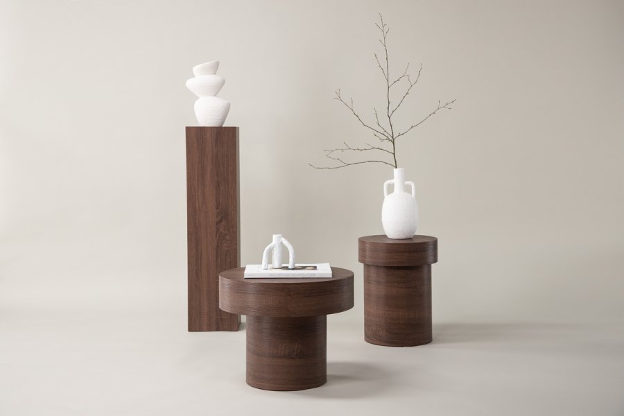 VIND COLLECTION Malung sidebord, rund - mrkebrun papir laminat (50)