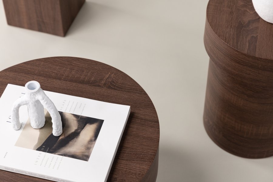 VIND COLLECTION Malung sidebord, rund - mrkebrun papir laminat (35)