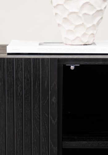 VIND COLLECTION Björkön sknk, m. 3 lger og 2 hylder - sort finér og sort stl (150x42)