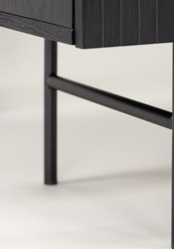 VIND COLLECTION Björkön sknk, m. 3 lger og 2 hylder - sort finér og sort stl (150x42)