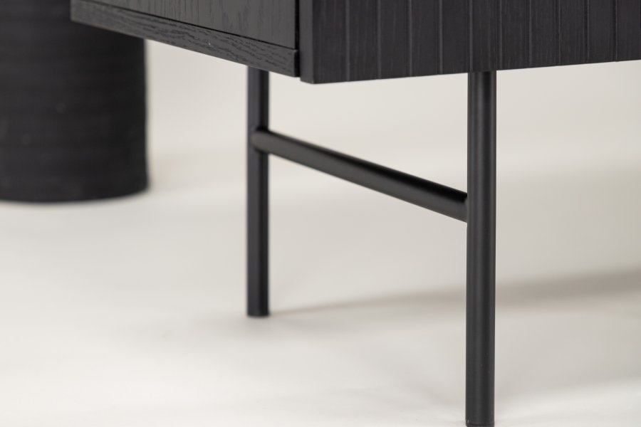 VIND COLLECTION Björkön sknk, m. 3 lger og 2 hylder - sort finér og sort stl (150x42)