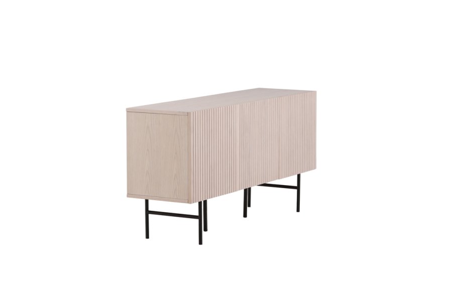 VIND COLLECTION Björkön sknk, m. 3 lger og 2 hylder - hvidkalket finér og sort stl (150x42)