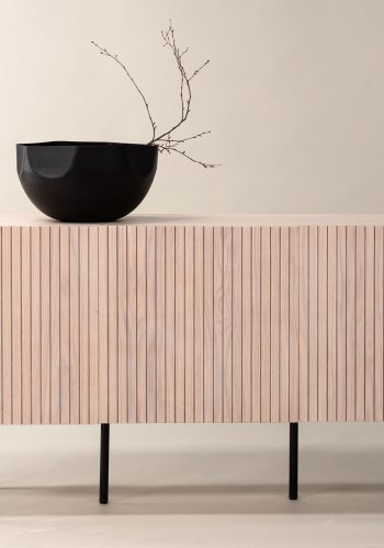 VIND COLLECTION Björkön sknk, m. 3 lger og 2 hylder - hvidkalket finér og sort stl (150x42)