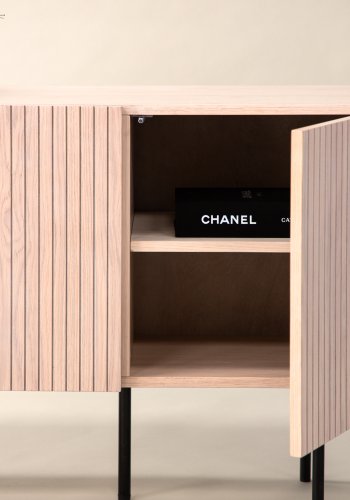 VIND COLLECTION Björkön sknk, m. 3 lger og 2 hylder - hvidkalket finér og sort stl (150x42)