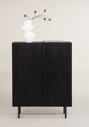 VIND COLLECTION Björkön Hjt skab, m. 2 lger og 3 hylder - sort finér og sort stl