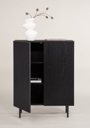 VIND COLLECTION Björkön Hjt skab, m. 2 lger og 3 hylder - sort finér og sort stl