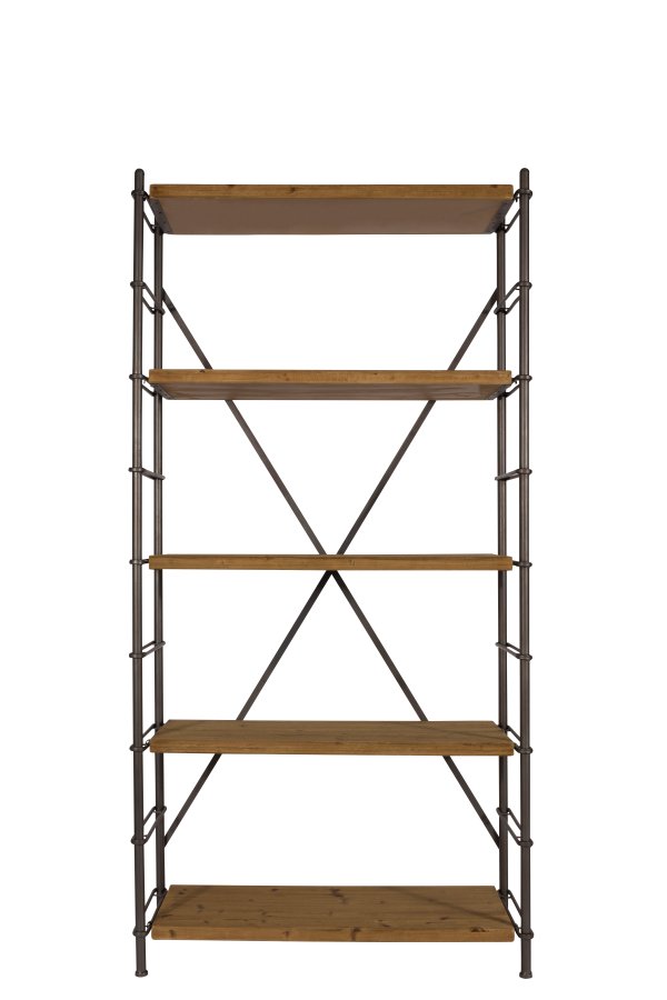 DUTCHBONE Iron reol, m. 4 hylder - natur tr og jern