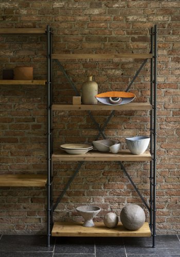 DUTCHBONE Iron reol, m. 4 hylder - natur tr og jern