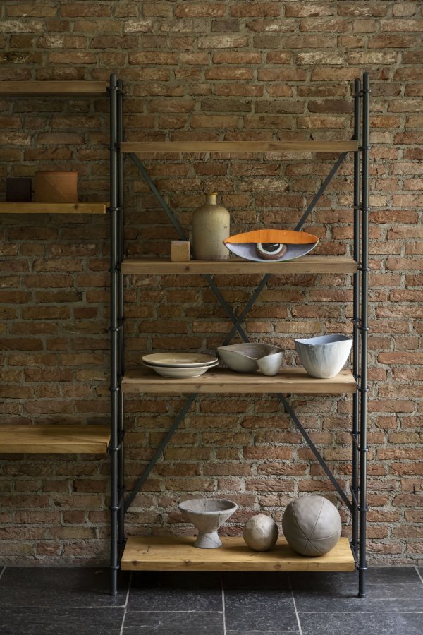 DUTCHBONE Iron reol, m. 4 hylder - natur tr og jern