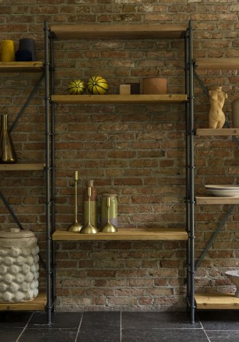 DUTCHBONE Iron reol, m. 4 hylder - natur tr og jern