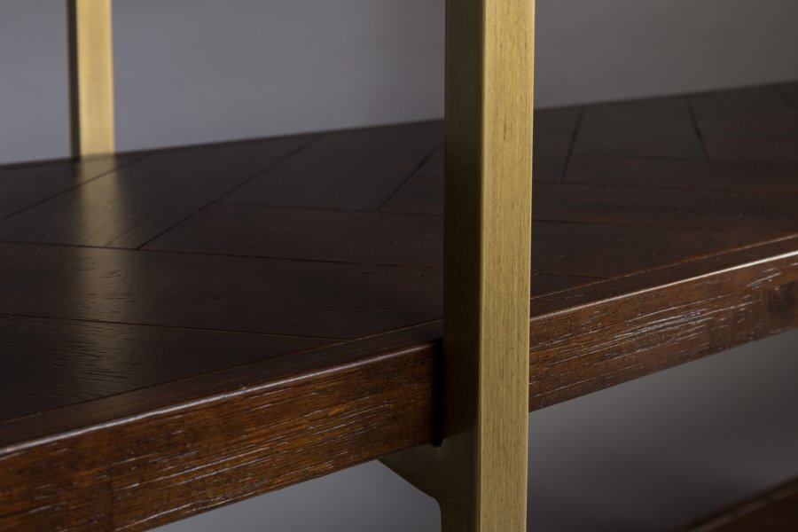 DUTCHBONE Klasse reol, m. 4 hylder - brun sildeben tr og guld stl