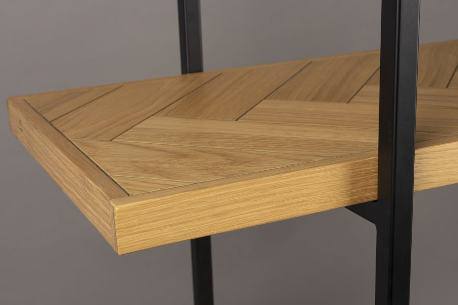 DUTCHBONE Klasse reol, m. 4 hylder - natur sildeben egetr og sort stl