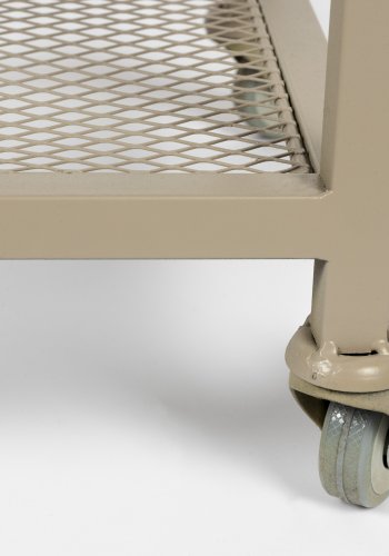 WHITE LABEL LIVING Botan S reol, m. 5 skuffer og hjul - mrkebrun MDF og sand metal