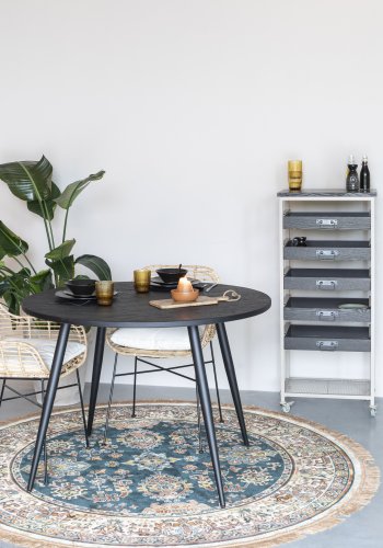 WHITE LABEL LIVING Botan S reol, m. 5 skuffer og hjul - mrkebrun MDF og sand metal