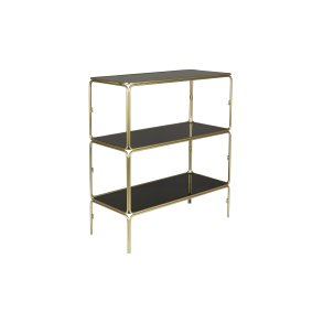 WHITE LABEL LIVING Liah Gold reol, m. 3 hylder - rgfarvet gr glas og guld jern