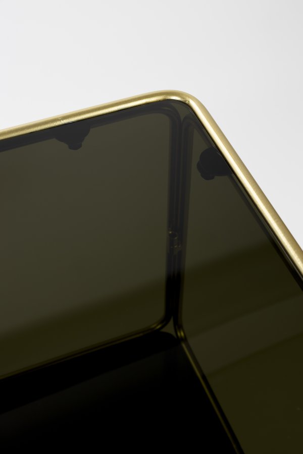 WHITE LABEL LIVING Liah Gold reol, m. 3 hylder - rgfarvet gr glas og guld jern