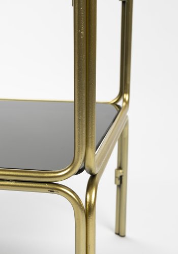 WHITE LABEL LIVING Liah Gold reol, m. 3 hylder - rgfarvet gr glas og guld jern