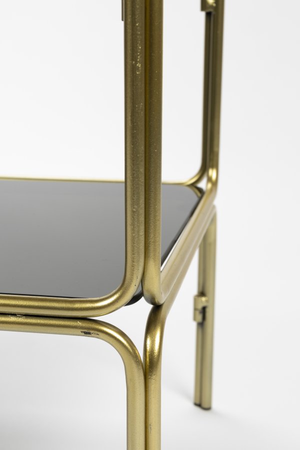 WHITE LABEL LIVING Liah Gold reol, m. 3 hylder - rgfarvet gr glas og guld jern