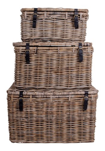 HOUSE NORDIC Depok opbevaringskurve - gr rattan, rektangulr (st á 3)