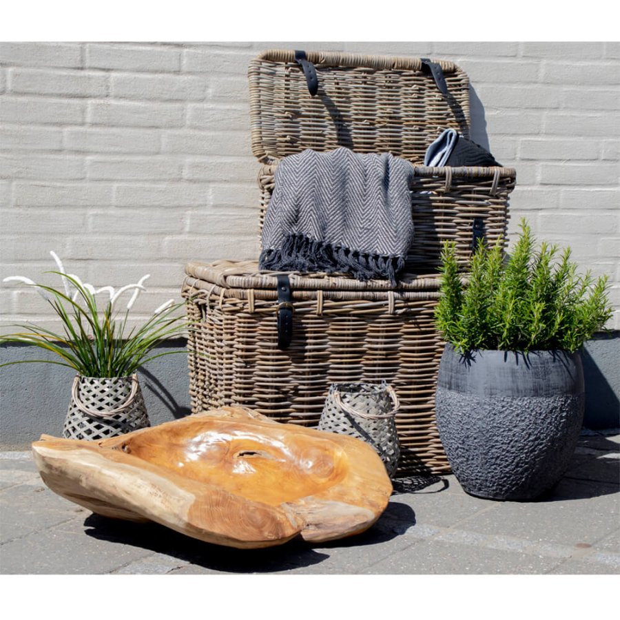 HOUSE NORDIC Depok opbevaringskurve - gr rattan, rektangulr (st á 3)