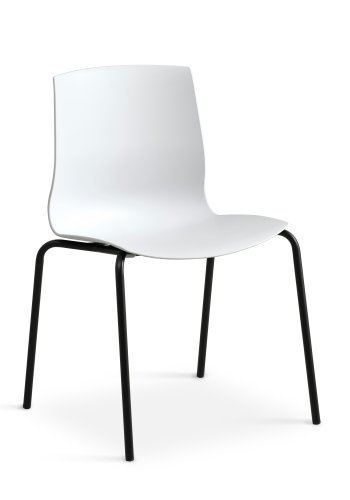 Liv spisebordsstol - hvid PVC og sort metal