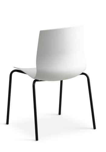 Liv spisebordsstol - hvid PVC og sort metal