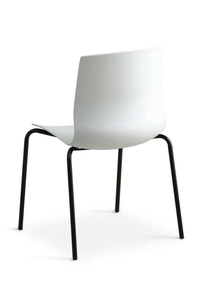 Liv spisebordsstol - hvid PVC og sort metal