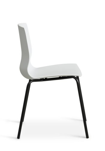 Liv spisebordsstol - hvid PVC og sort metal