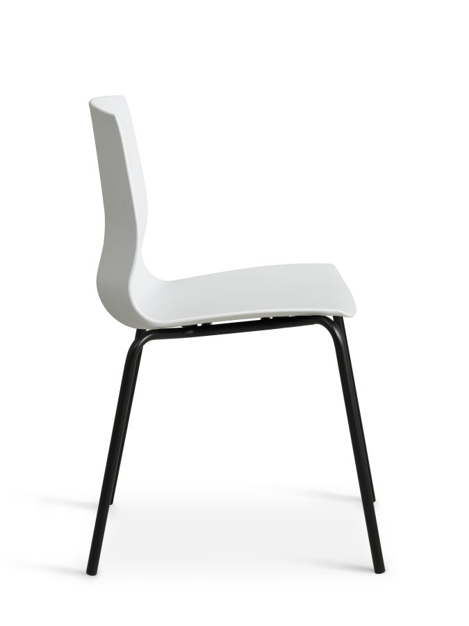 Liv spisebordsstol - hvid PVC og sort metal