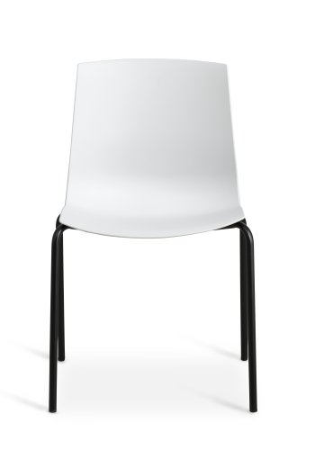 Liv spisebordsstol - hvid PVC og sort metal