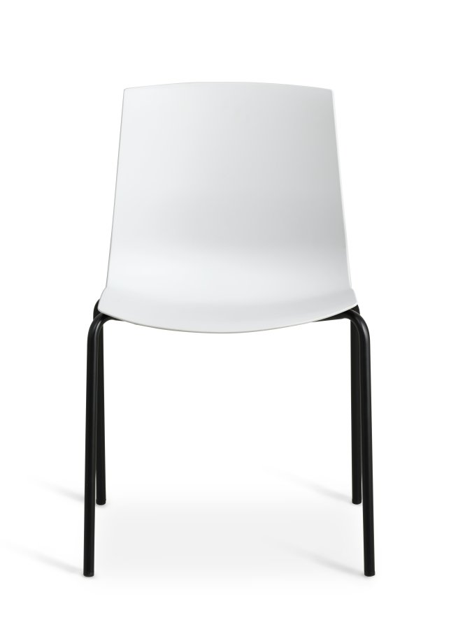 Liv spisebordsstol - hvid PVC og sort metal