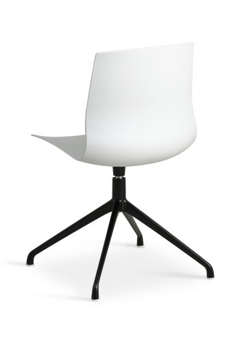 Liv spisebordsstol, m. drejefunktion - hvid PVC og sort metal