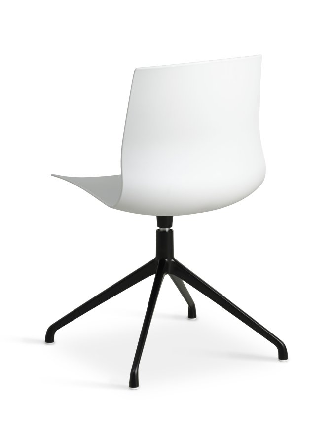 Liv spisebordsstol, m. drejefunktion - hvid PVC og sort metal