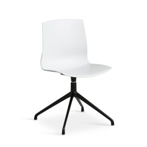 Liv spisebordsstol, m. drejefunktion - hvid PVC og sort metal