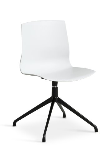 Liv spisebordsstol, m. drejefunktion - hvid PVC og sort metal