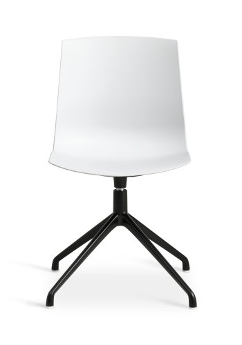 Liv spisebordsstol, m. drejefunktion - hvid PVC og sort metal