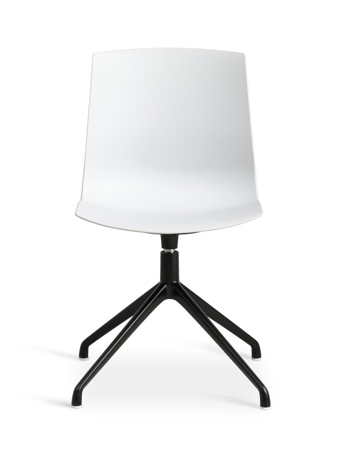 Liv spisebordsstol, m. drejefunktion - hvid PVC og sort metal